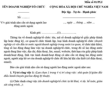 Mẫu số 01/PLI